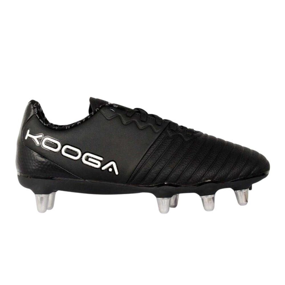 KooGa Mens Power SG Leather Rugby Boots / Black/White
